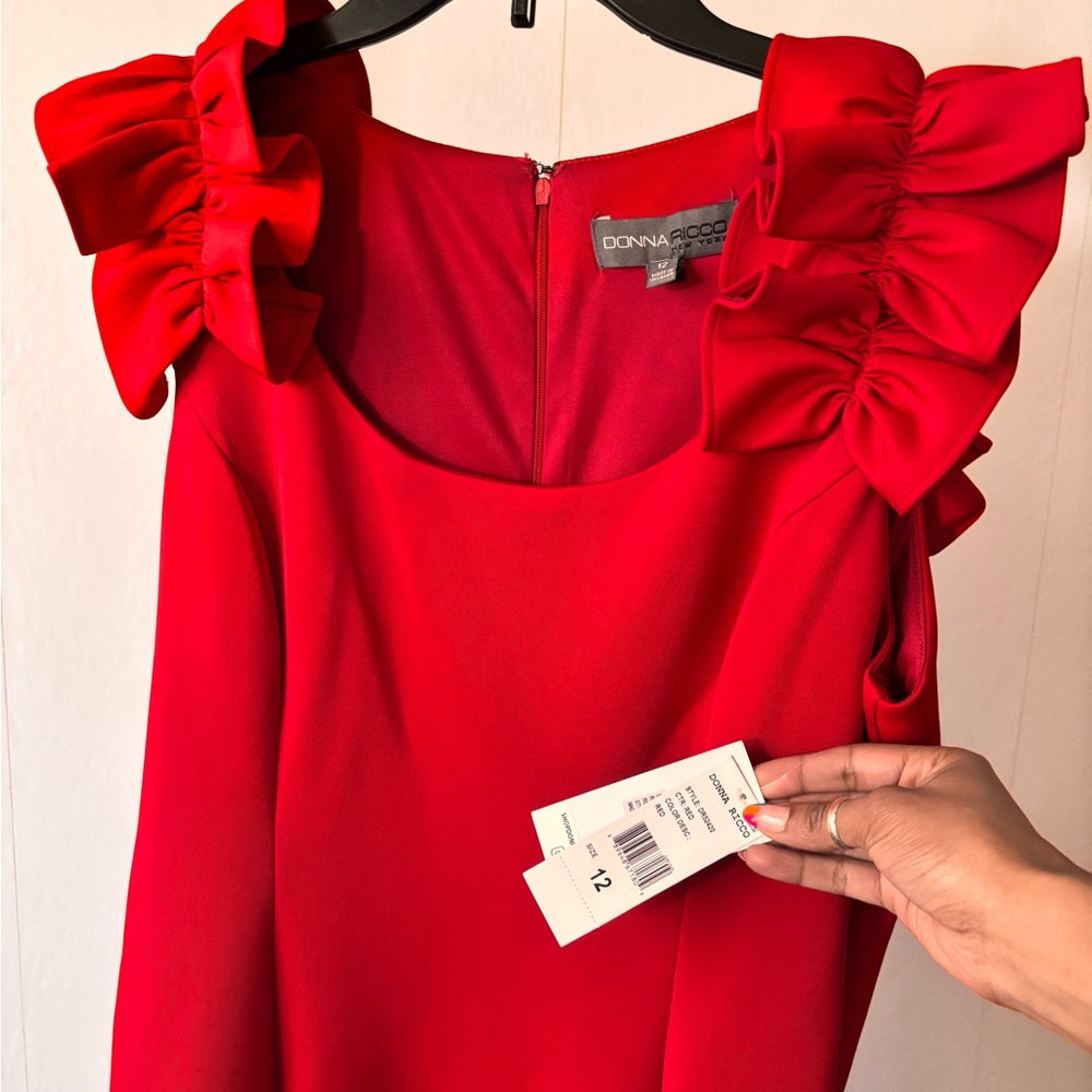 Donna Ricco Scarlet Ruffle Dress - Picture 2 of 5